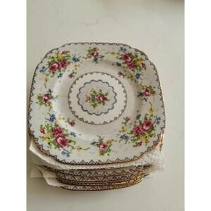 6 Royal Albert Petit Point Square Bread Plates 6 1/8"